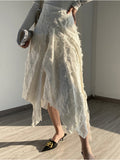 Irregular Ruffles Dobby Asymmetrical High Waist Tassels Halfbody Skirt Female Bottoms Women Fashion Tide