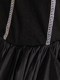 Fashion Women's Dress Round Neck Metal Chian Open Line Waist Spliced A-line Mid-calf Tank Dresses Summer 2023 New