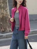 Toloer Sense Simple Collar Jacket 2025 Spring And Autumn Dopamine Eye-Catching Basis Simple Waffle Coat