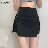 Skirts Women Zipper Slit Sexy Vintage High Waist Slim Streetwear Casual Solid Stylish Faldas Ajustadas Mujer Fashion