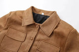 Brown Suede Crop Jacket-Outfit