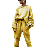 2025 Women's New Ebay Burst Pure Color Long-Sleeved Trousers Loose Casual Suit