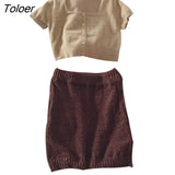 Women Sets Crop Top Solid Slim Casual Sweet Sexy Candy Color Kawaii Streetwear Cozy Korean Style Basic Chic Spring Mujer Ins