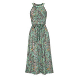 Summer New Bohemian Sexy Dew Shoulder Long Dress Women Sleeveless Print Dress Slim Casual Spring Summer Holiday