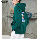 Women Fleece Hooded Sweatshirt 2022 Winter Long Sleeve Loose Hoodie Split Hem Green Casual Basic All Match