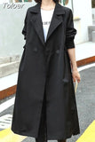 Women's Long Trench Coat Fashion Streetwear Classic Double Breasted Casual Elegant Coat Clothing Tops Spring Autumn