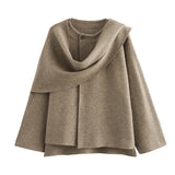 New With Asymmetric Scarf Short Loose Knit