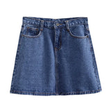 Spring And Summer 2024 Korean Fan Retro High Waist Show Thin Package Hip A-Line Denim Short Skirt Korean College Wind Solid Color Skirt-Outfit