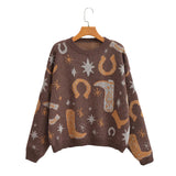 Women's New Round-Neck Long-Sleeved Silk Knitted Sweater