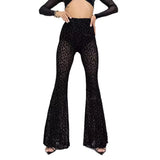 Women's Explosive Sexy Mesh Yarn Velvet High-Rise Legs Long Micro-Rac Casual