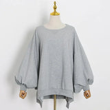 Loose Korean White Sweatshirt For Women O Neck Batwing Sleeve Side Split Casual Sweatshirts Female 2020 Fall