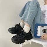 Party Women Sneakers Fashion Chunky Casual Thick Sole Breathable Mesh Lace Up Platform Vulcanize Female Beige Non Slip Walking