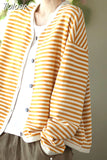 Women Fashion Knitting Cardigans Stripe Casual V-Neck Long Sleeve Designer Harajuku Daily Single Breasted