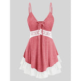 Sleeveless Top Women Paisley Print Empire Waist Asymmetric Tank Top Summer Sexy Lace Italian Lace-up Crop