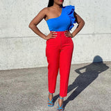 Women's Clothing Large-Size Fashion Temperament Casual Thin High-Waisted Trousers Solid African Professional