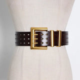 Hollow Out Solid Cowskin Belt For Women PU Leather Casual Korean Belts Female Fashion Accessories 2022 Autumn