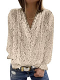 Size Loose Women For Blouses 2022 New O Neck Long Sleeve Elegant Chic Ladies Lace Shirt Tops Fashion Casual Women