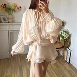 Pure-Want Wind To Close The Waist Irregular Hem Dress Women 2025 Spring New Temperament High-End Folding Skirt