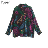 Women Vintage Paisley Print Translucent Chiffon Smock Blouse Office Lady Business Shirts Chemise Blusas Chic Tops