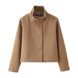 Women's Autumn New Fashion Asymmetric Blending Short Loose Coat