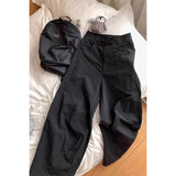 Black Quick Dry Broad Leg Trousers Women Spring And Autumn High Waist Hanging Feeling Straight Loose Trousers