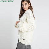 chic jumper white cardigan hand knitted long sleeve autumn winter outwear casual special 3D flower mohair sweaters