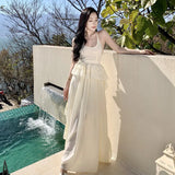 Toloer Gentle Small Holiday Back Show Thin Sling Feeling Flounce Design Long