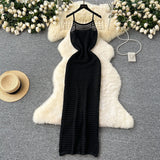 Grid Sling Dress Women's Summer New Folding Coat Wearing Long Body Dressing Vest Burqa