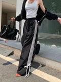 Stripe Bow Baggy Sweatpants-Outfit