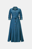 Tie Waist Collared Demin