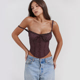 Summer New Lace Splicing Tie With Sexy Blouse Babes Sling Vest