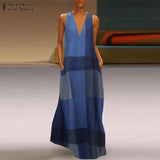 Printed Maxi Dress ZANZEA 2022 Women's Sundress Casual Summer Long Vestido Female V Neck Party Robe Femme Linen Dress