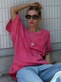 Old Short-Sleeved T-Shirt 2025 Summer Relaxation Leisure Collar Water Washing Hair Short-Sleeved