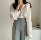 Spring Vintage White Shirt female Oversize Tops Women Long sleeve Girls Blouse Summer Plus Size Women Blouses femme