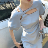 Woman Dress Vintage Irregular Summer Robe Femme Chic Hollow Out Slim Fit Koream Maxi Dresses 2023 Vestidos De Mujer