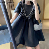 Vestidos De Mujer Summer Woman Dress Y2k Clothes O-neck Short Sleeve Ruffles Robe Loose Sweet Dresses Vestido
