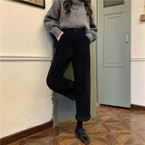 Corduroy Pants Women Fall Wide Leg High Waist Trousers Autumn Casual Long Pants Harajuku Streetwear Beige