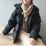 Fashion solid women winter down jacket stand collar short single-breasted coat preppy style parka ladies chic outwear