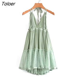 V Neck Bandage Tie Backless Sexy Mini Dress 2023 Summer Women Strap Dresses Boho Casual Beach Dress Female