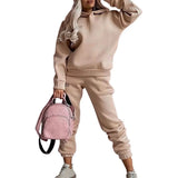 Winter Women Tracksuit Sportswear Long Pants Set Two Piece Long Sleeve Hoodies Sweatshirt Suit Winter Warm Solid