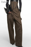 Fashion Women Trouser Slim Removable Contrasting Colors Fishbone Straight Green Girdle Cargo Pants Summer 2023 New