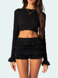 Crop Top & Ruffled Shorts Two Piece