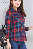2023 New Vintage Plaid Blouses Shirt Cage Female Long Sleeve Casual Slim Women Big Size Shirt Office Lady Tops