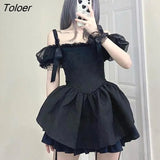 Mini Dress Y2K Lace Up Sexy Backless Halter Sleeveless Party Jacquard Luxury Fairy Tales Grunge Dark Academy