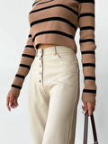Toloer Women's Fall / Winter 2024 High-Waisted Leather Patchwork Trousers For Women's Casual Pants Leather Pants-Outfit