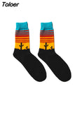 Men Socks Cartoon Cactus Flower Leaf Wood Plant Harajuku Funny Happy Hip Hop Skate Male Cotton Sock Street Style