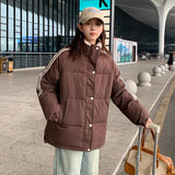 The 2024 New Autumn And Winter Korean Version Of The Loose Standing Collar Cotton-Padded Jacket And Thick Coat Tide-Outfit