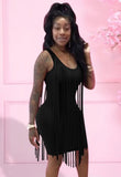 Sexy U-neck Sleeveless Fringe Tassels Bodycon