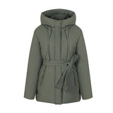 European Goods 2024 New Winter Clothing Brand High-End Foreign Style Small Fragrant Wind Not Bloated Waist Army Green Padded Coat Female Coat-Outfit