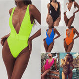 Toloer Hot Style Female Piece Swimsuit Leopard Print Belt Buckle Integrated Bikini-Outfit